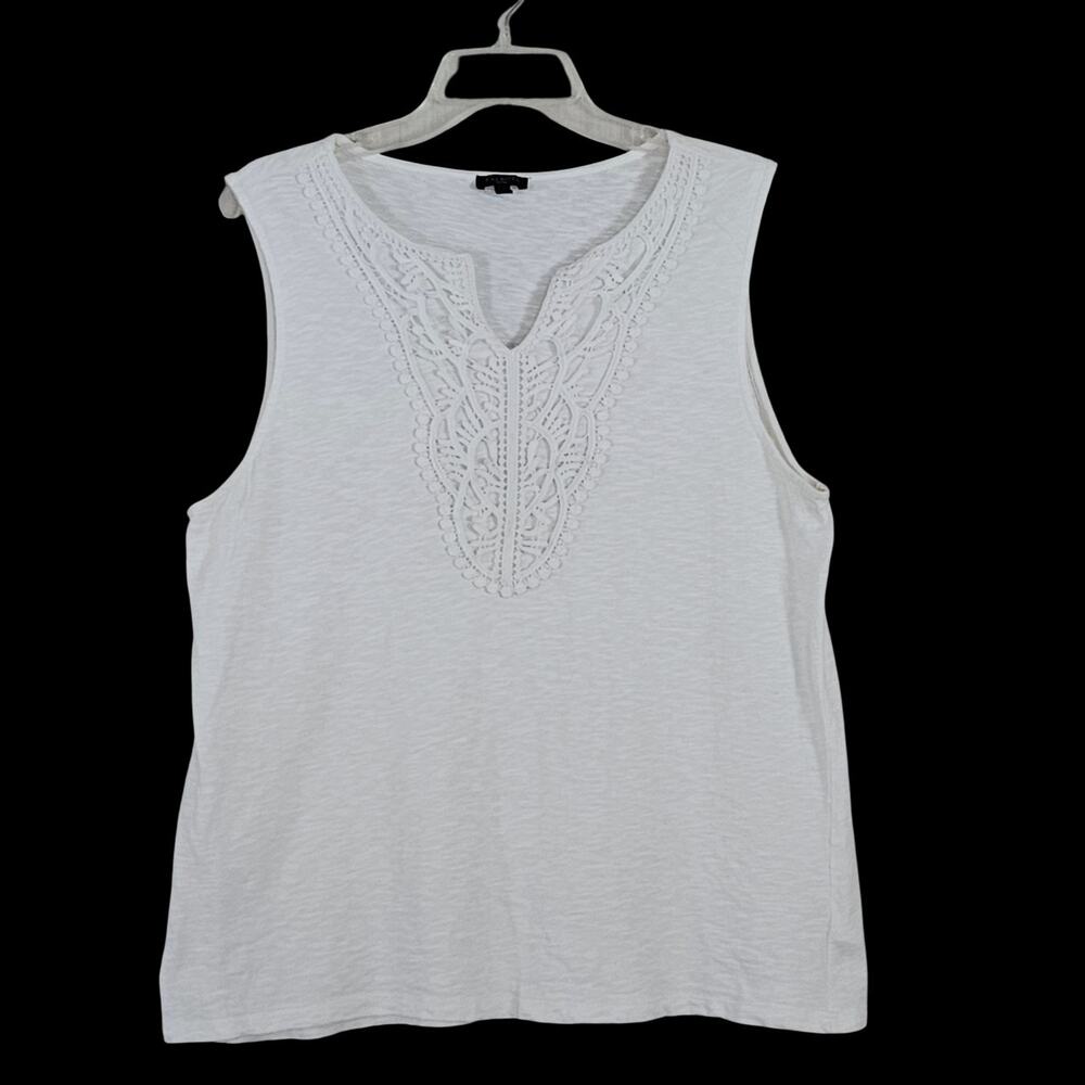 SALE Talbots Sleeveless White Crochet Accent Tank Top Shirt Sz XLP